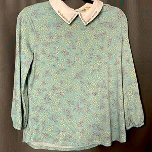 ❤️ Faith & Joy green embellished collar blouse S